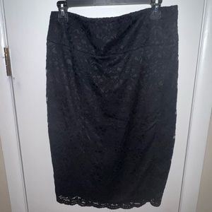 Express Long Black Lace Pencil Skirt